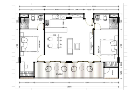 Apartment floor plan «2 BDR Plan The Umalas Signature», 2 bedrooms in The Umalas Signature