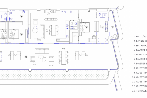 Планировка Пентхауса «Penthouse Magnum Resort Sanur» с 3 спальнями в ЖК Magnum Resort Sanur