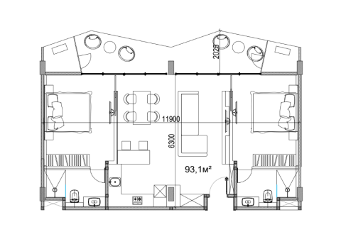 Планировка Квартиры «2 BDR» в ЖК Magnum Residence Canggu