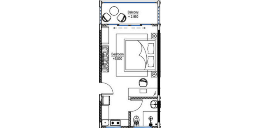 Apartment floor plan «1BR-40», Studio in VODOPAD 