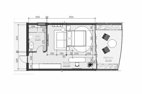 Планировка Квартиры «1BR-10» с 1 спальней в корпусе Building B Sunny Wellness SPA, ЖК Sunny Wellness SPA
