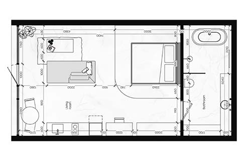 Планировка Квартиры «1BR-2» Студия в ЖК SUNNY OCEAN VIEW