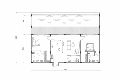 Планировка Виллы «2BR-52» с 2 спальнями в ЖК HOLLYWOOD QUARTER