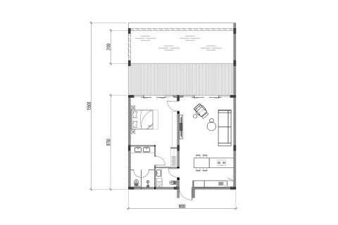 Планировка Виллы «1BR-50» с 1 спальней в ЖК HOLLYWOOD QUARTER