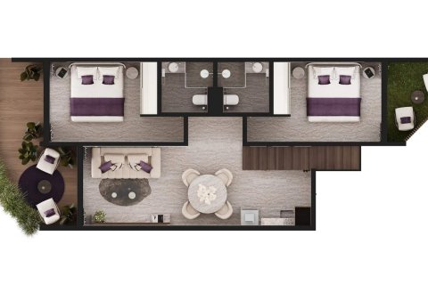 Пентхаус с 2 спальнями в Melasti Arcade, Унгасан, Бадунг, Индонезия № 9947