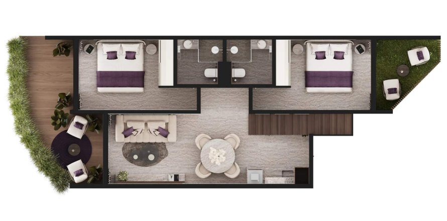 Пентхаус с 2 спальнями в Melasti Arcade, Унгасан, Бадунг, Индонезия № 9947