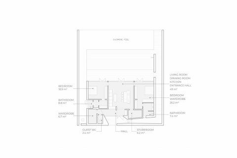 Планировка Виллы «2BR-25» с 2 спальнями в ЖК Parq Citadel