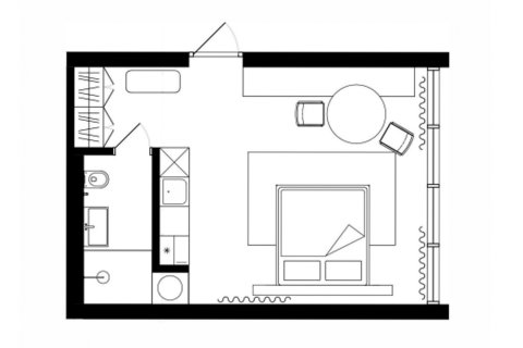 Apartment floor plan «STUDIO», Studio in The HEIGHTS