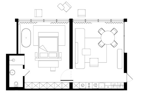 Apartment floor plan «1BR», 1 bedroom in The HEIGHTS