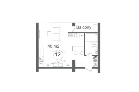 Планировка квартиры «1BR-2» с 1 спальней в ЖК SUNNY APART 2